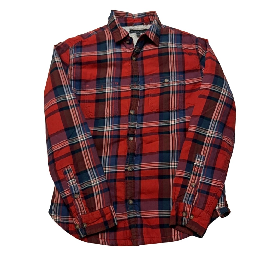 Aeropostale‎ Shirt Jacket Mens Small Red Plaid Sherpa Lined Flannel Button Up